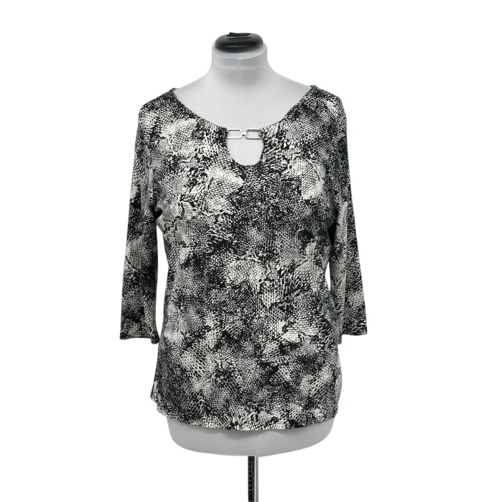 Dana Buchman Snakeskin Print Top Keyhole Neck 3/4‎ Sleeve Blouse XL